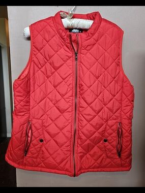 Red Quilted Sleeveless Puffer Vest
